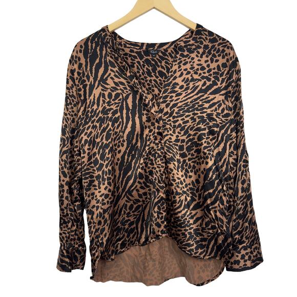 Rails Pearl Cinnamon Mixed Animal Print Popover Blouse Size M - Picture 9 of 12